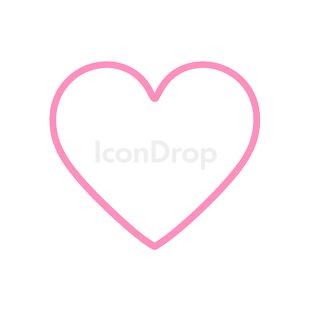 Neon Pink Heart Icon Outline