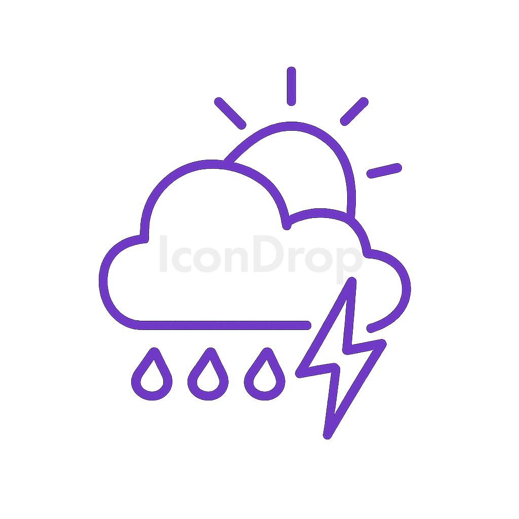 Neon Purple Weather Icon Outline