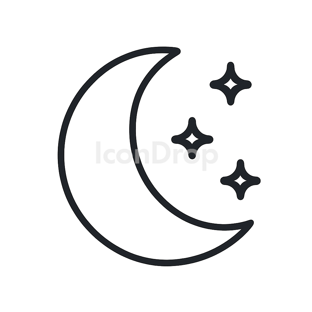 Night Moon Icon Outline