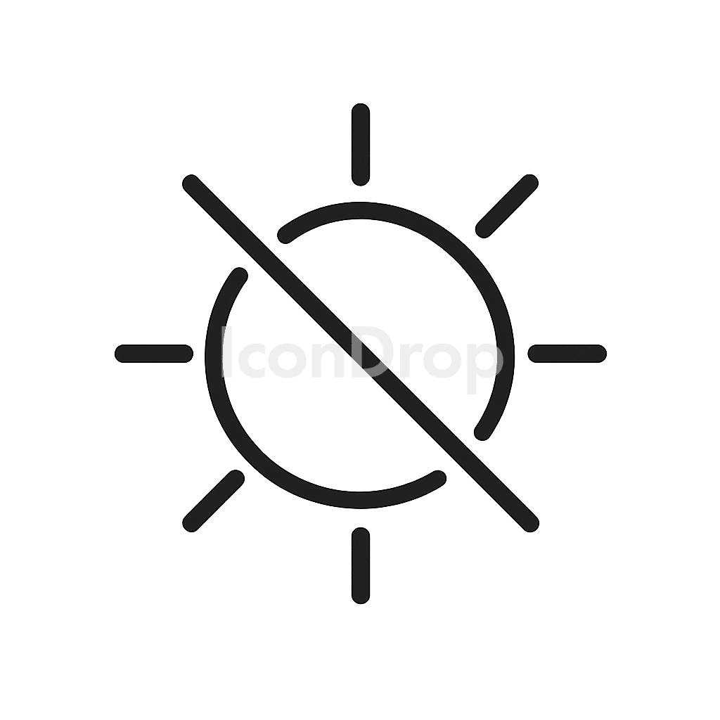No Direct Sunlight Icon Outline
