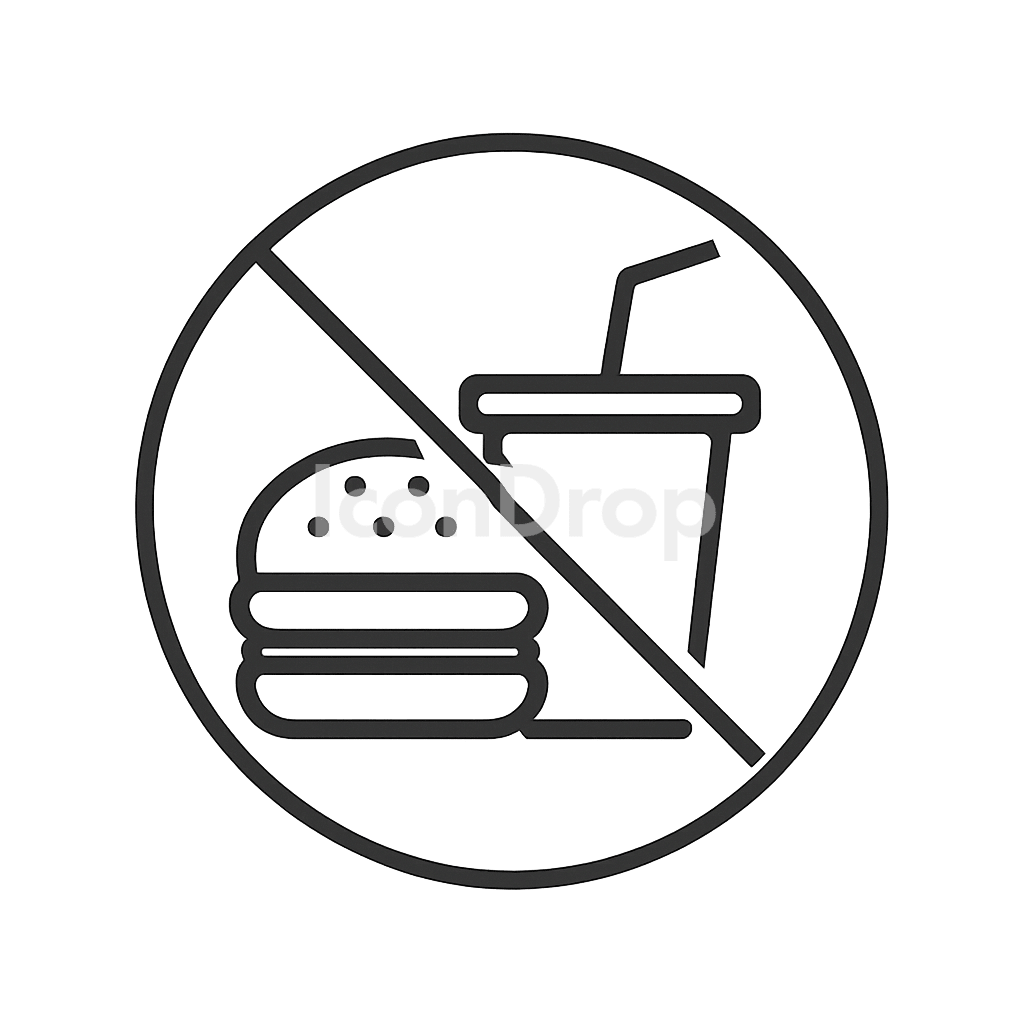 No Fast Food Icon Outline