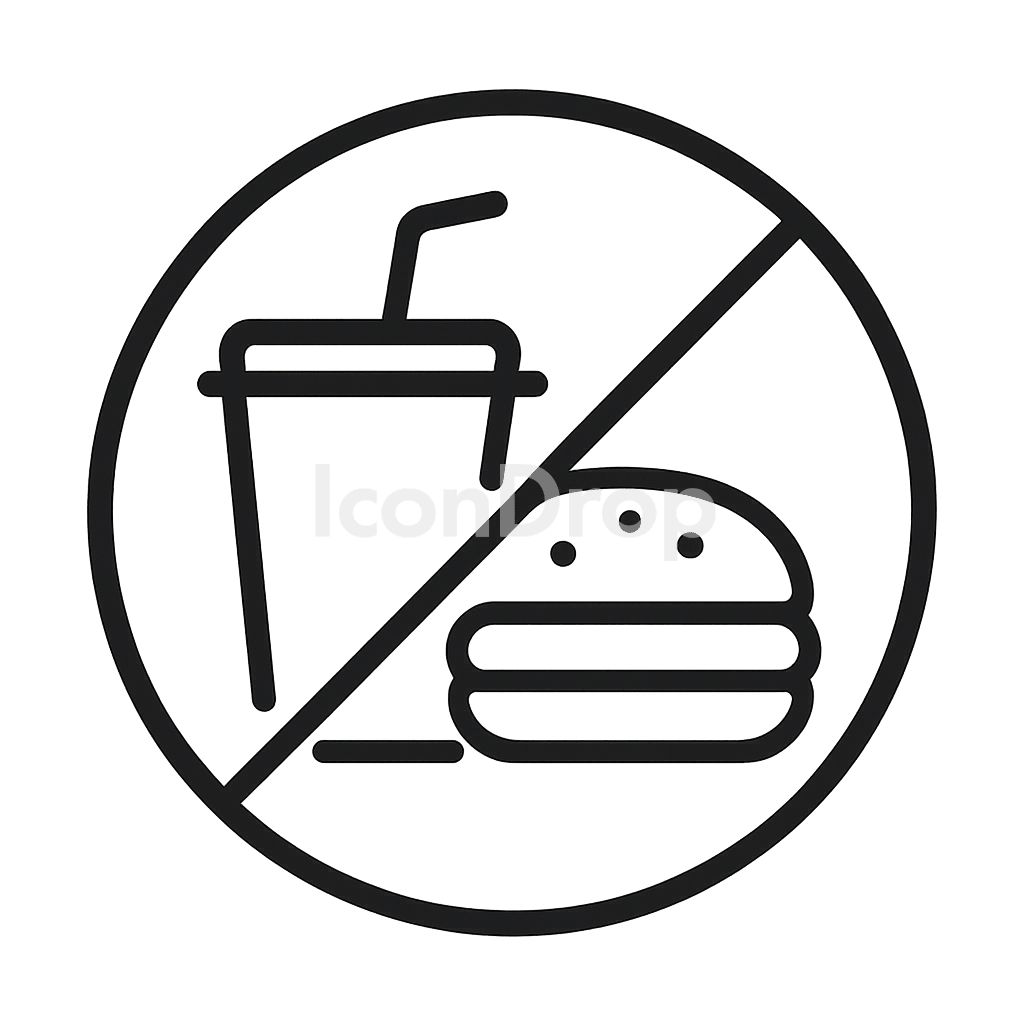 No Food And Drinks Allowed Icon Outline