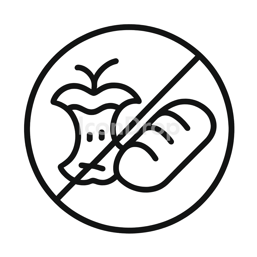 No Food Waste Icon Outline