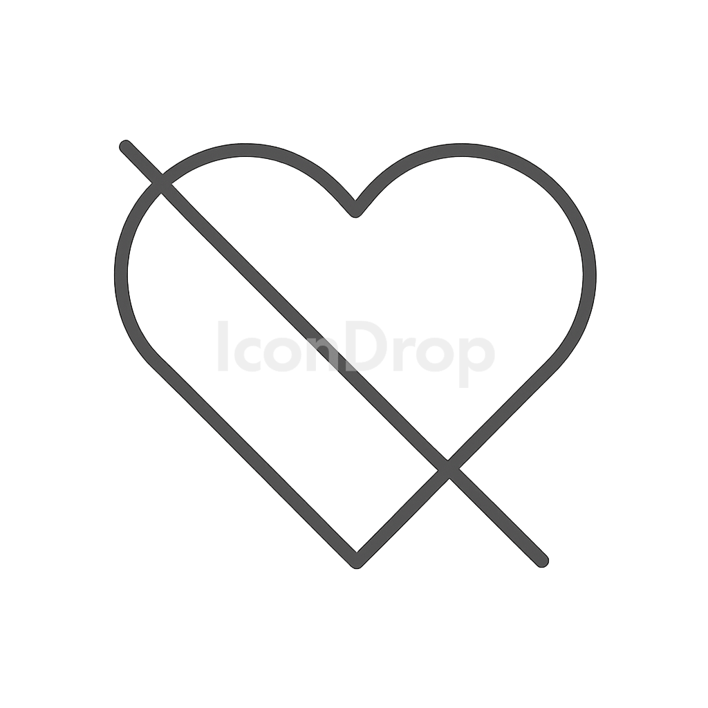 No Heart Icon Outline