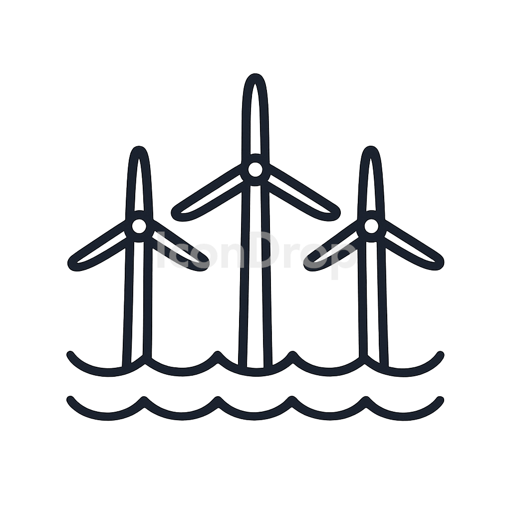 Offshore Wind Farm Icon Outline
