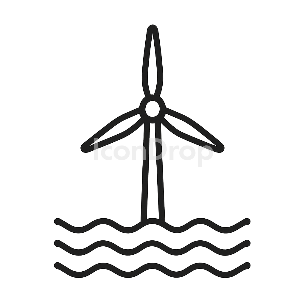 Offshore Wind Icon Outline