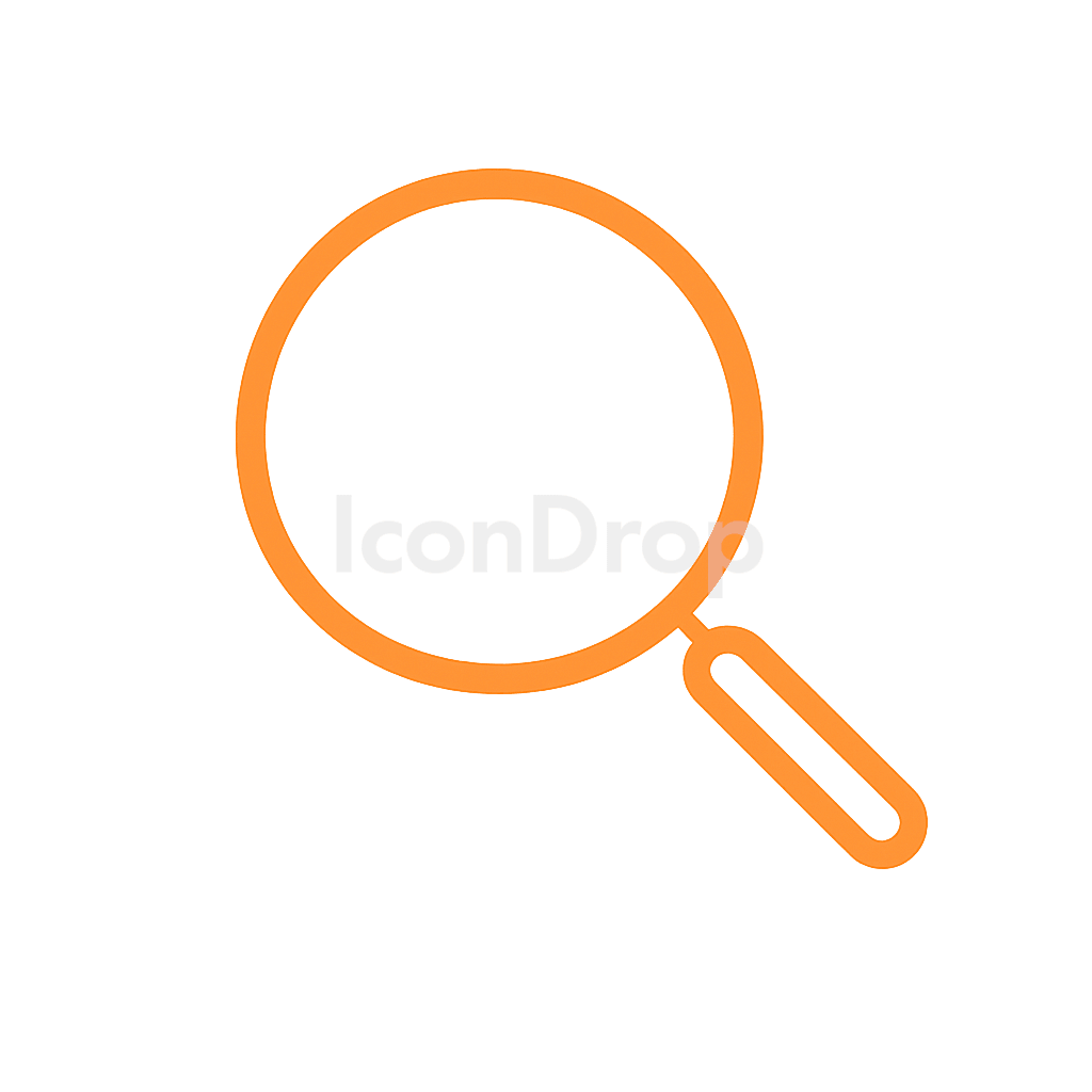Orange Magnifying Glass Icon Outline