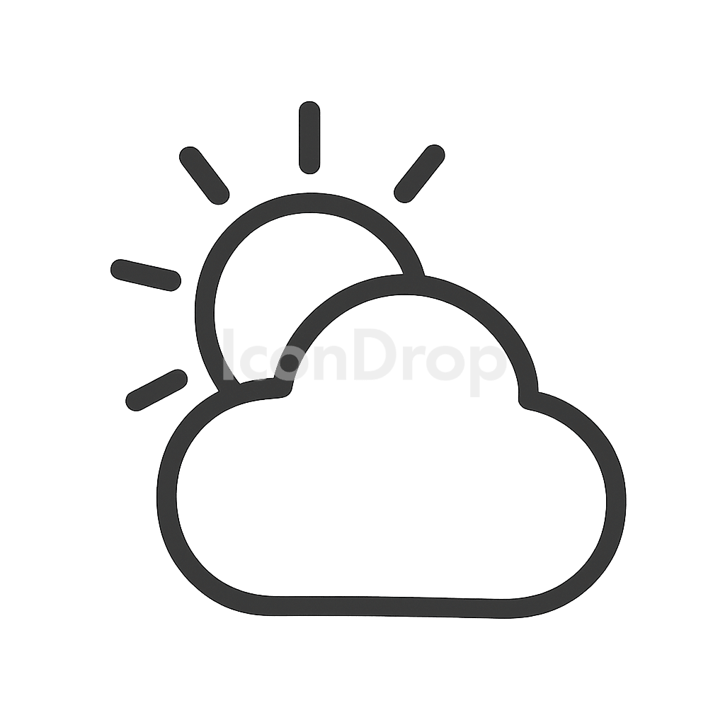 Partly Cloudy Weather Icon Outline