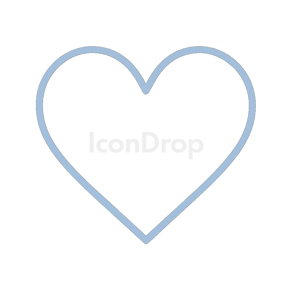 Pastel Blue Heart Icon Outline