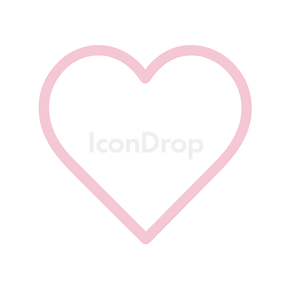 Pastel Pink Heart Icon Outline