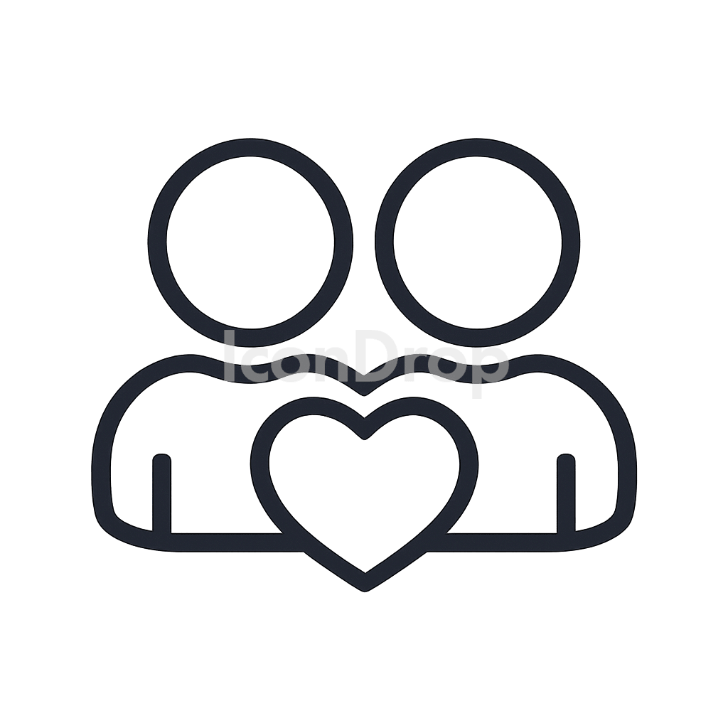 People Heart Icon Outline