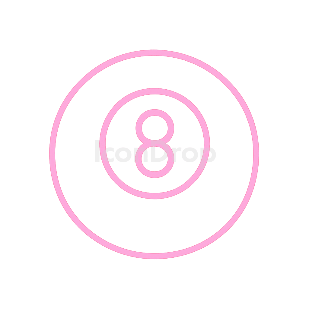 Pink 8 Ball Icon Outline