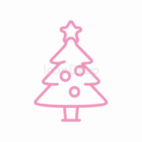 Pink Christmas Tree Icon Outline
