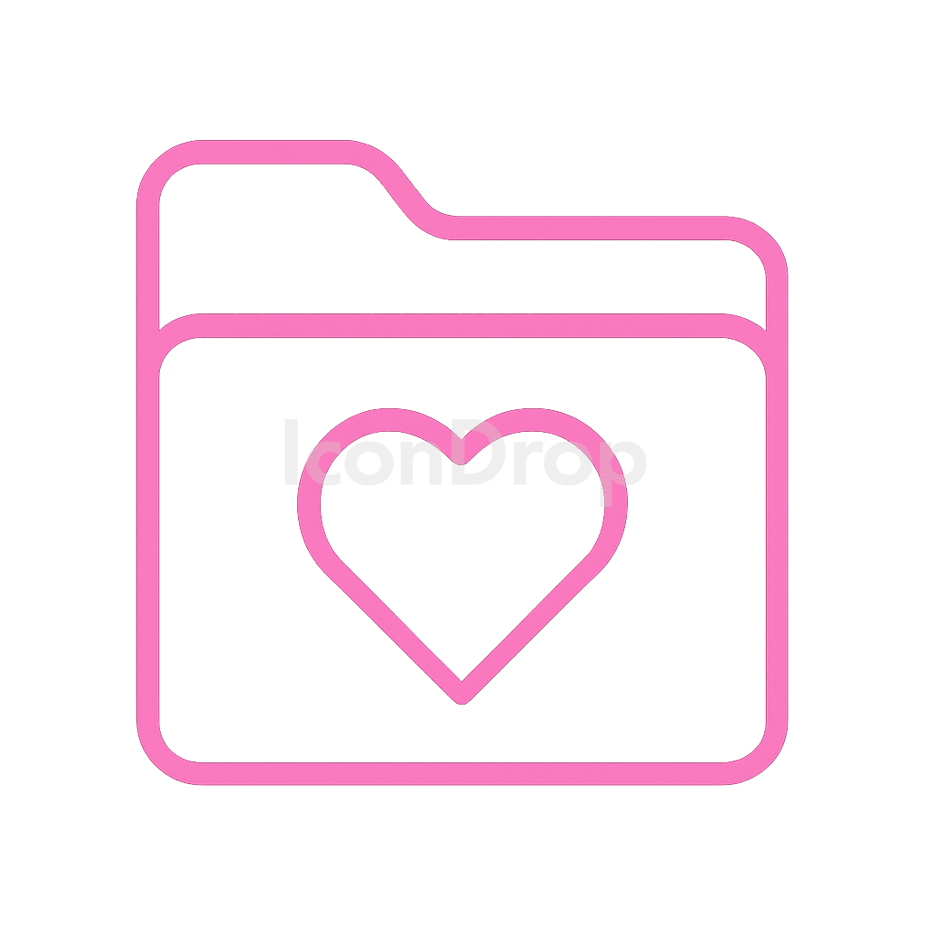 Pink Heart Folder Icon Outline