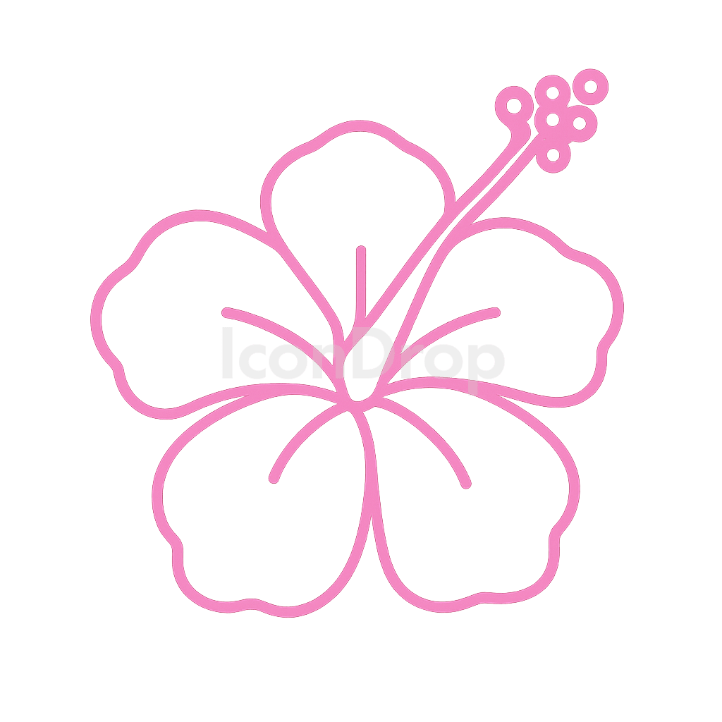 ピンクのハイビスカスのアイコン アウトライン