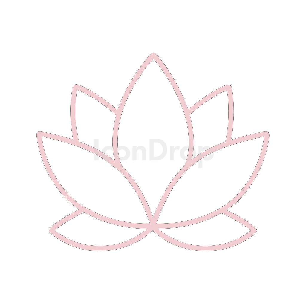 Pink Lotus Flower Icon Outline