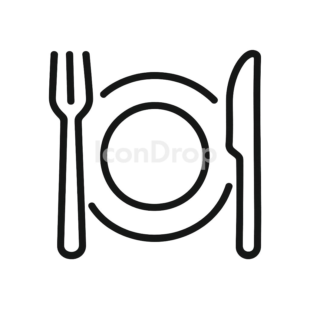 Plate Knife And Fork Icon Outline