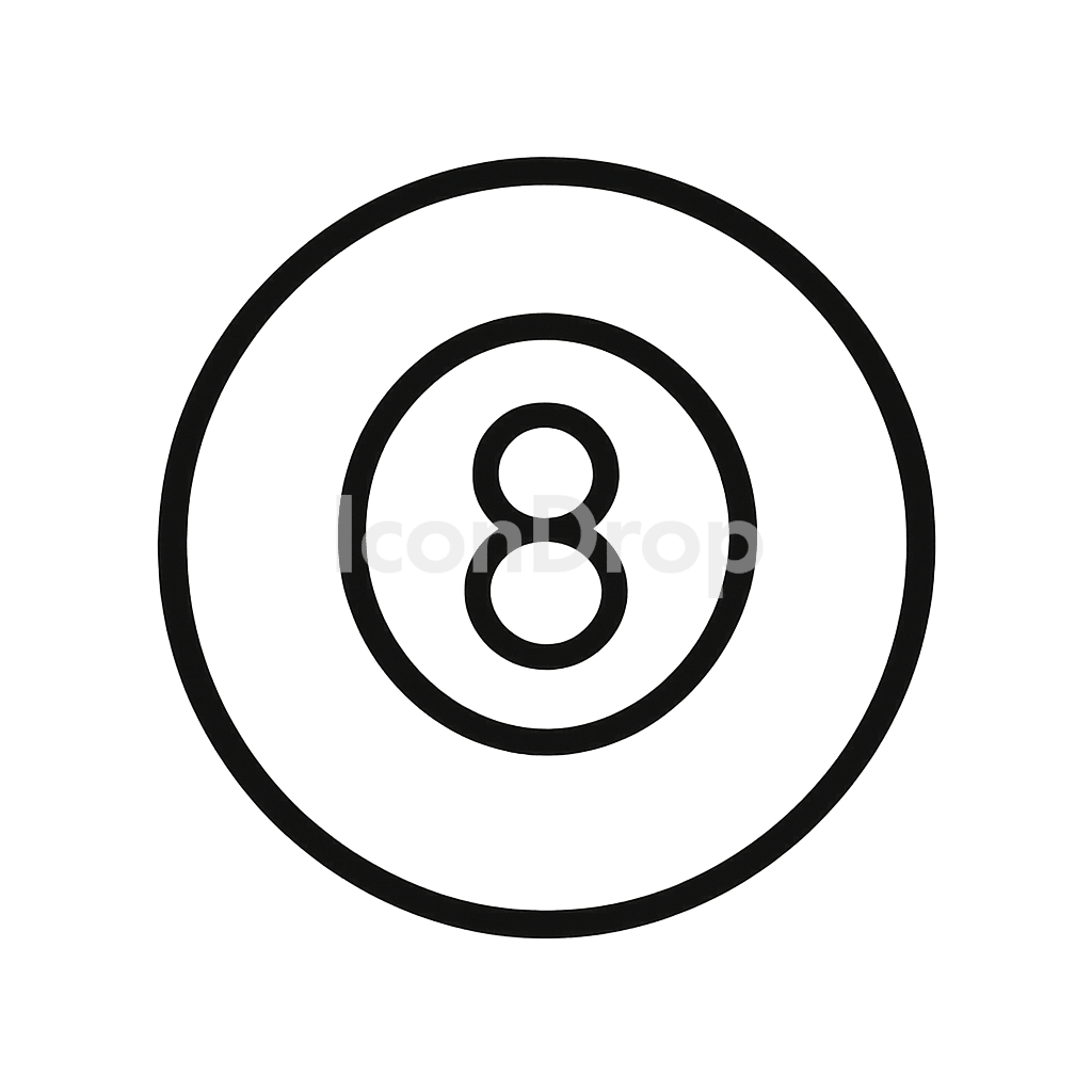 Pool 8 Ball Icon Outline