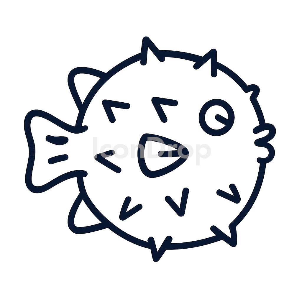 Puffer Fish Icon Outline