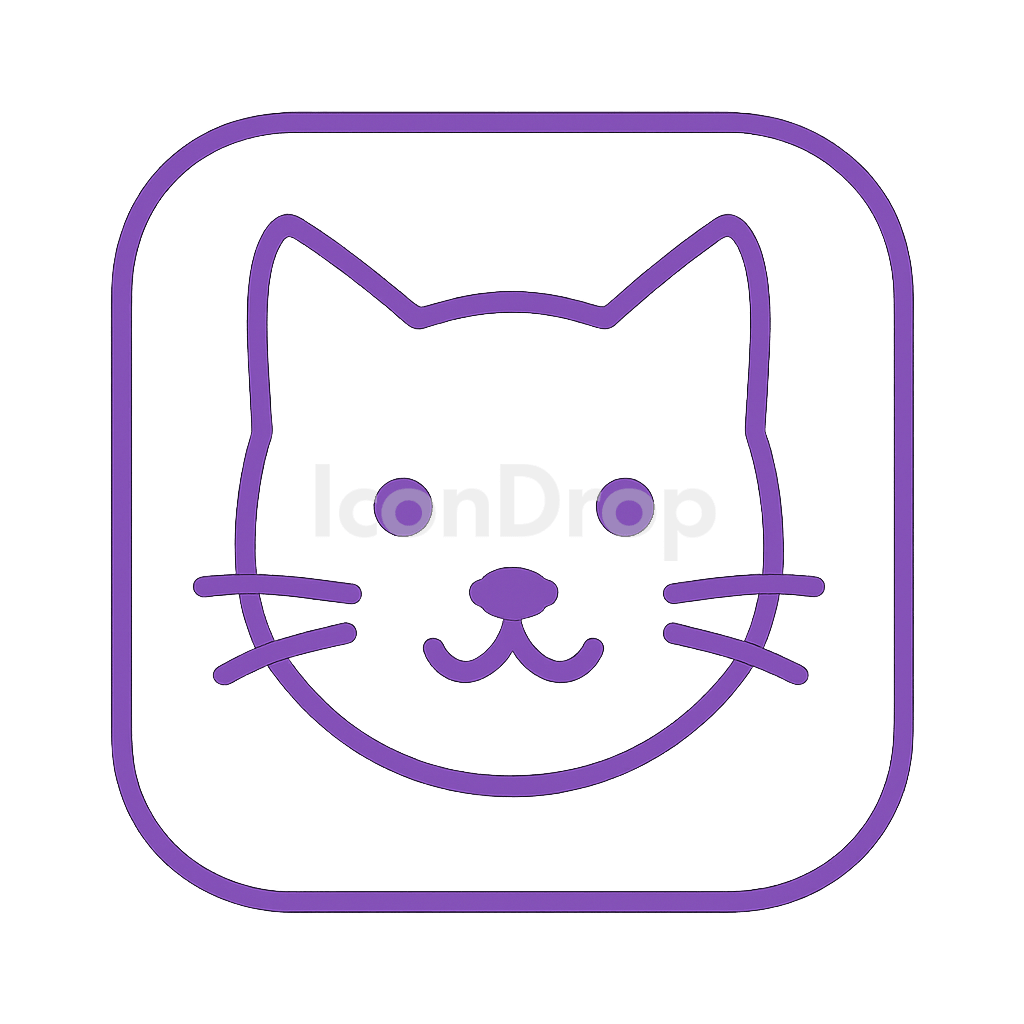 紫の猫アプリアイコン アウトライン