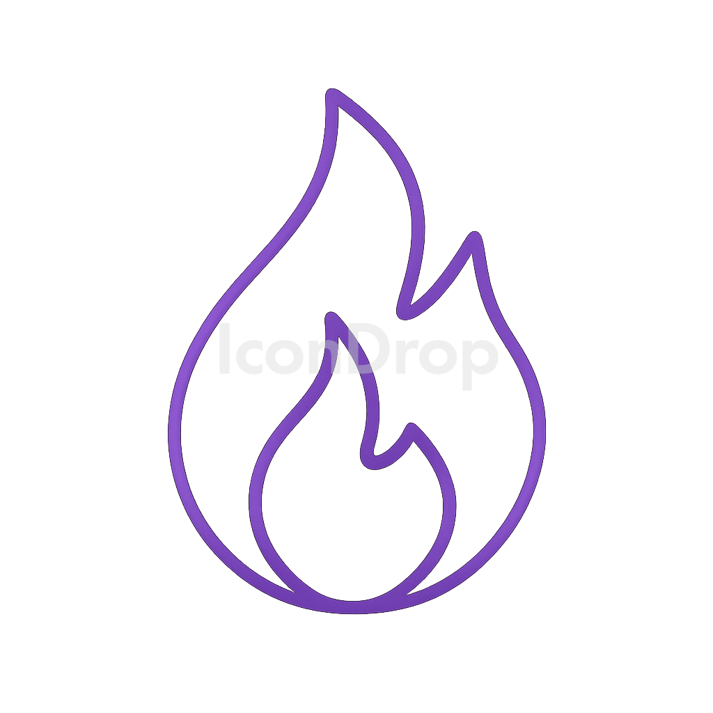 Purple Fire Icon Outline