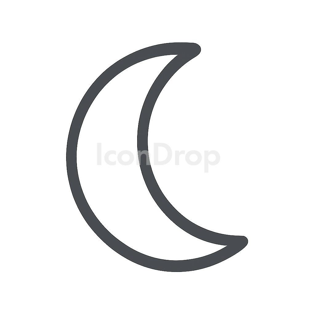 Quarter Moon Icon Outline