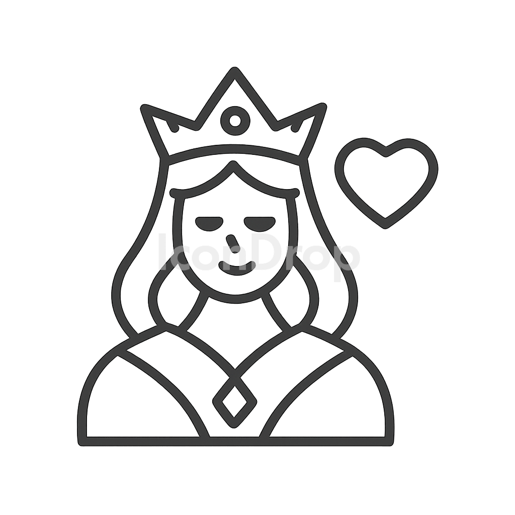 Queen Of Hearts Icon Outline