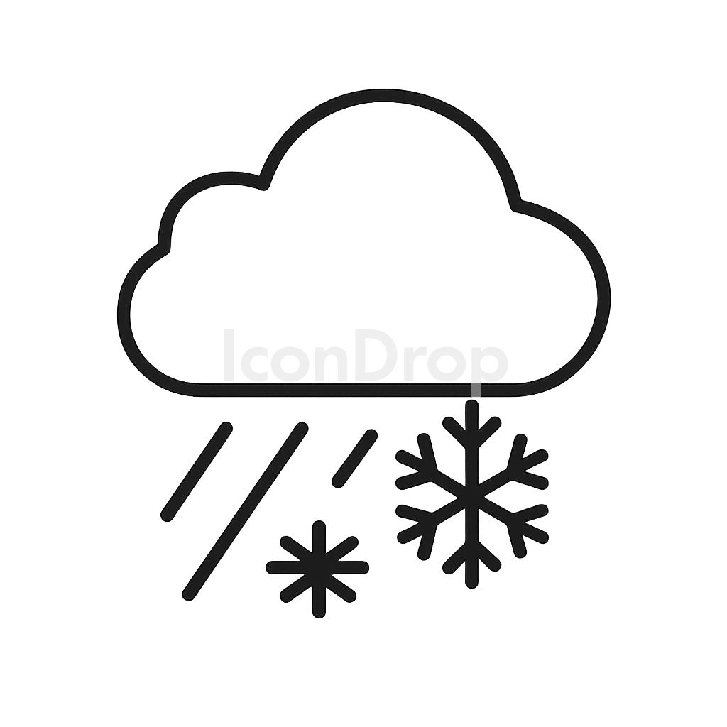 Rain And Snow Icon Outline