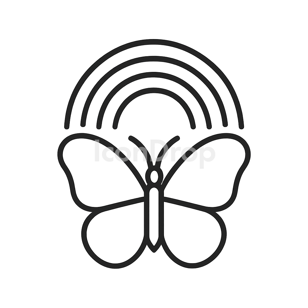Rainbow Butterfly Icon Outline