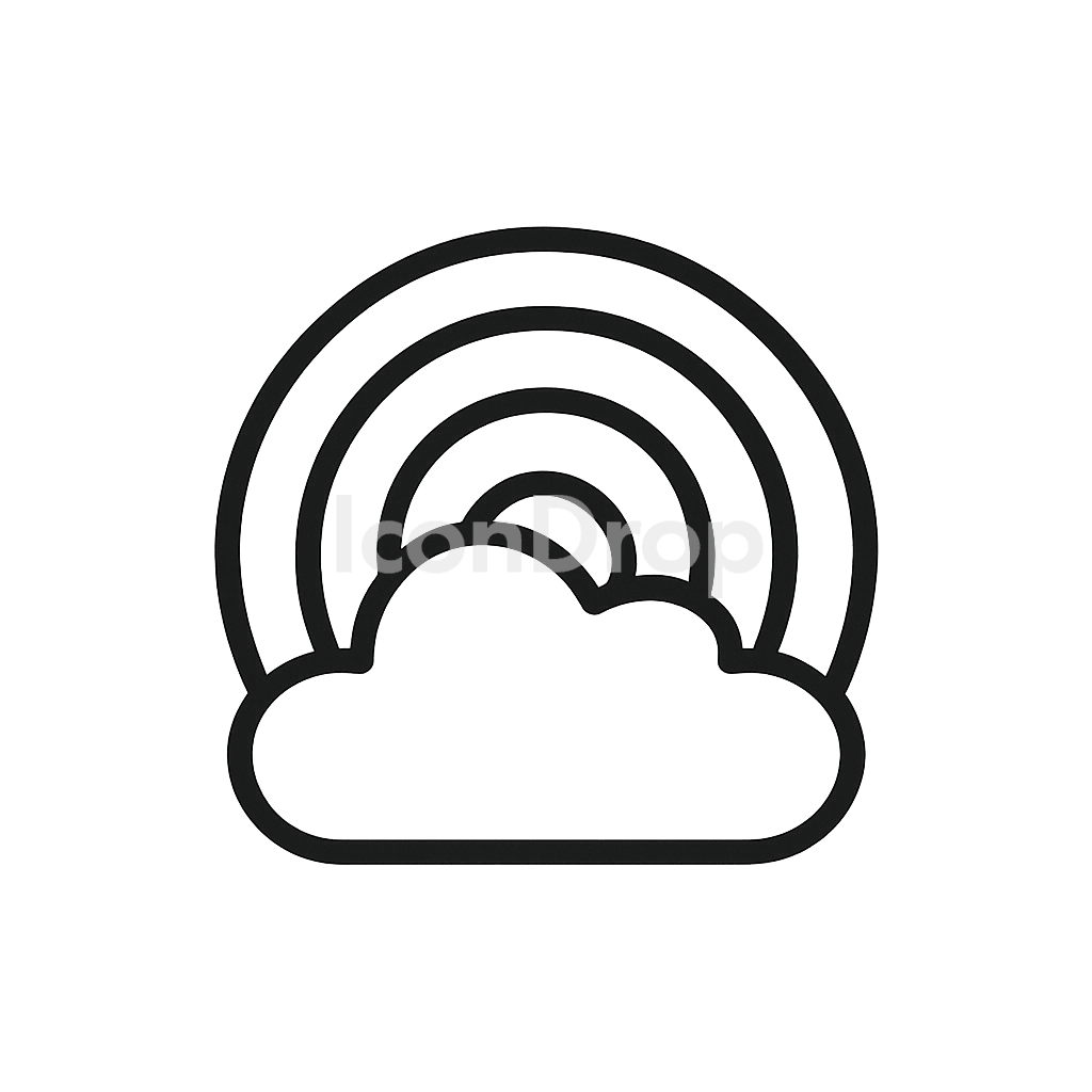 Rainbow Cloud Icon Outline