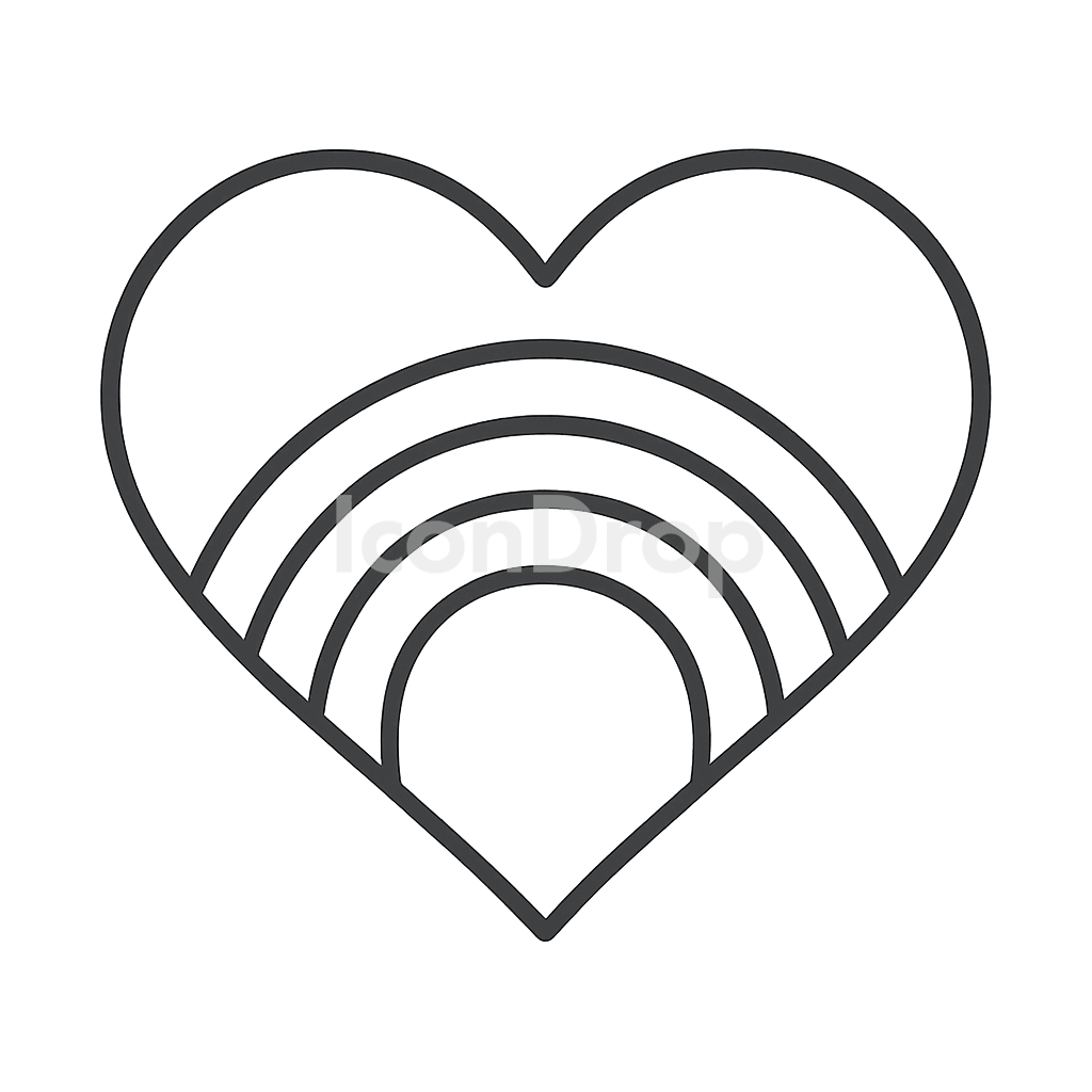 Rainbow Heart Icon Outline