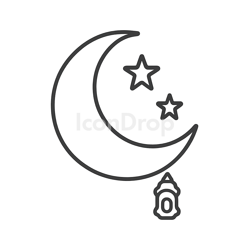 Ramadan Moon Icon Outline