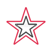 Red And Black Star Icon Outline