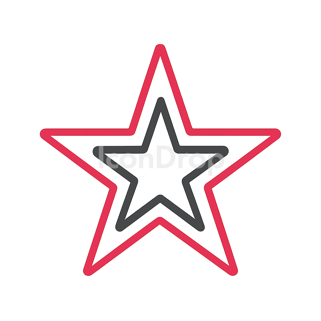 Red And Black Star Icon Outline