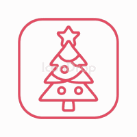 赤いクリスマスアプリアイコン（アウトライン）