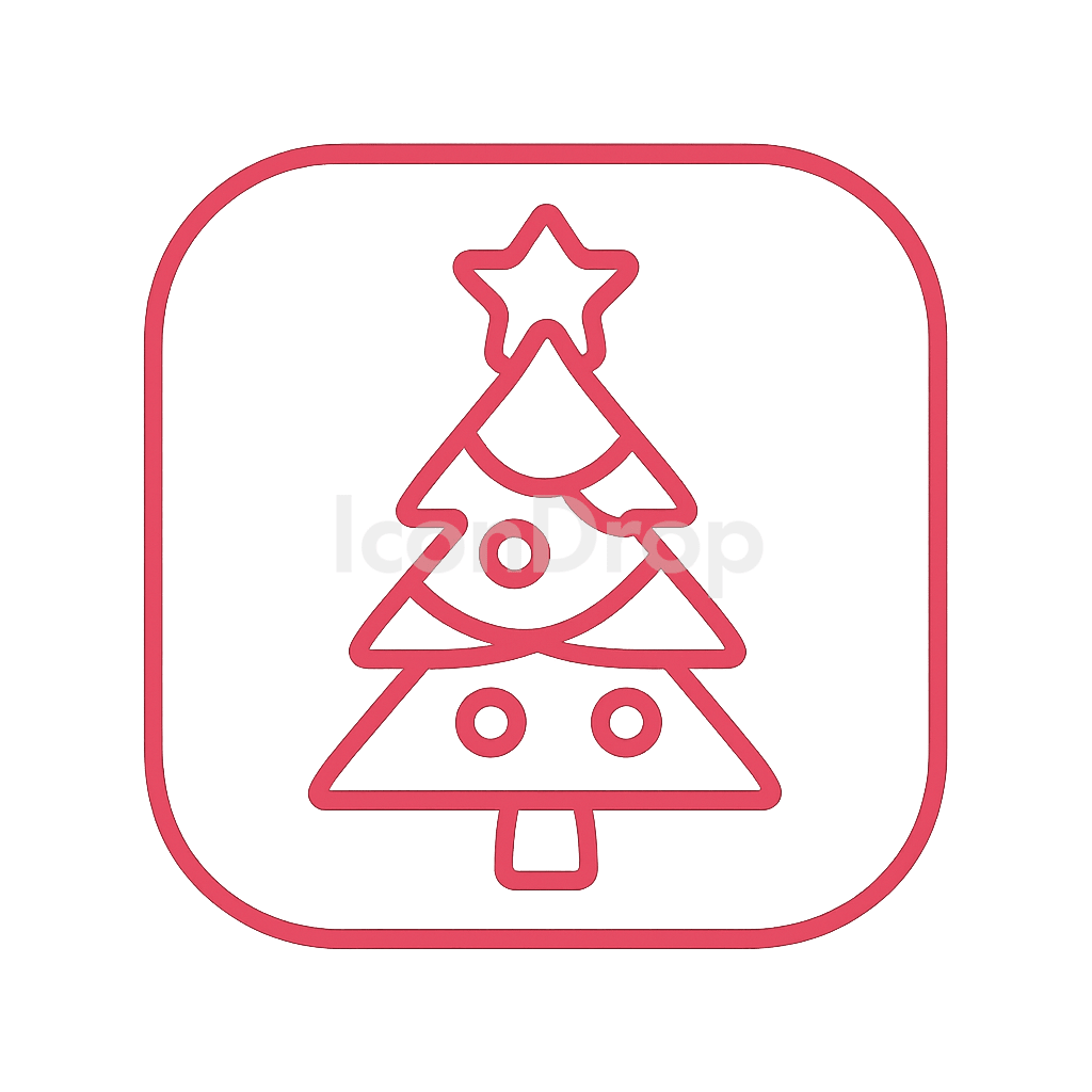 赤いクリスマスアプリアイコン アウトライン