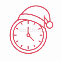 Red Christmas Clock Icon Outline