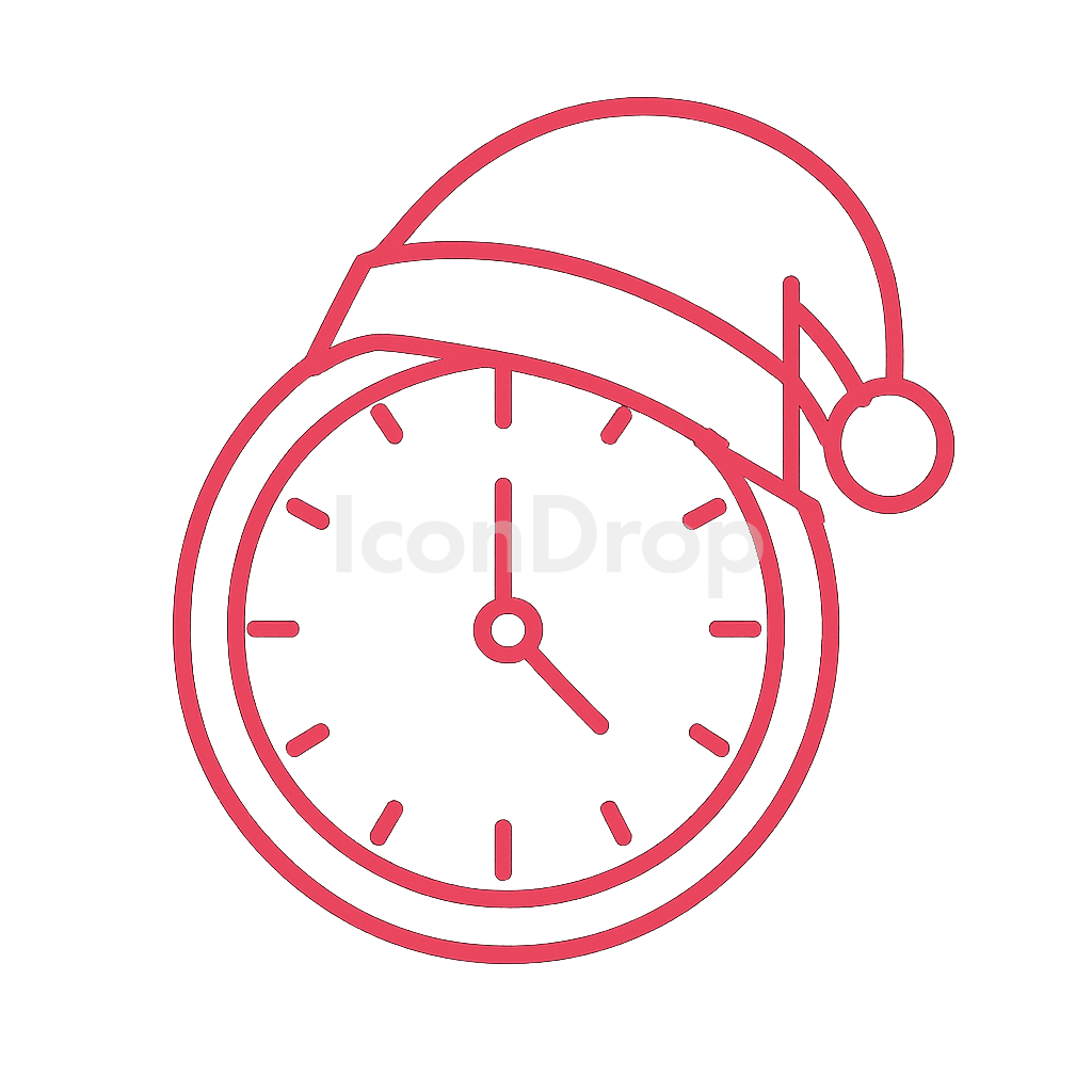 赤いクリスマス時計のアイコン アウトライン