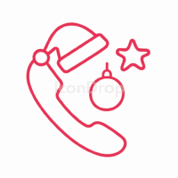 Red Christmas Phone Icon Outline