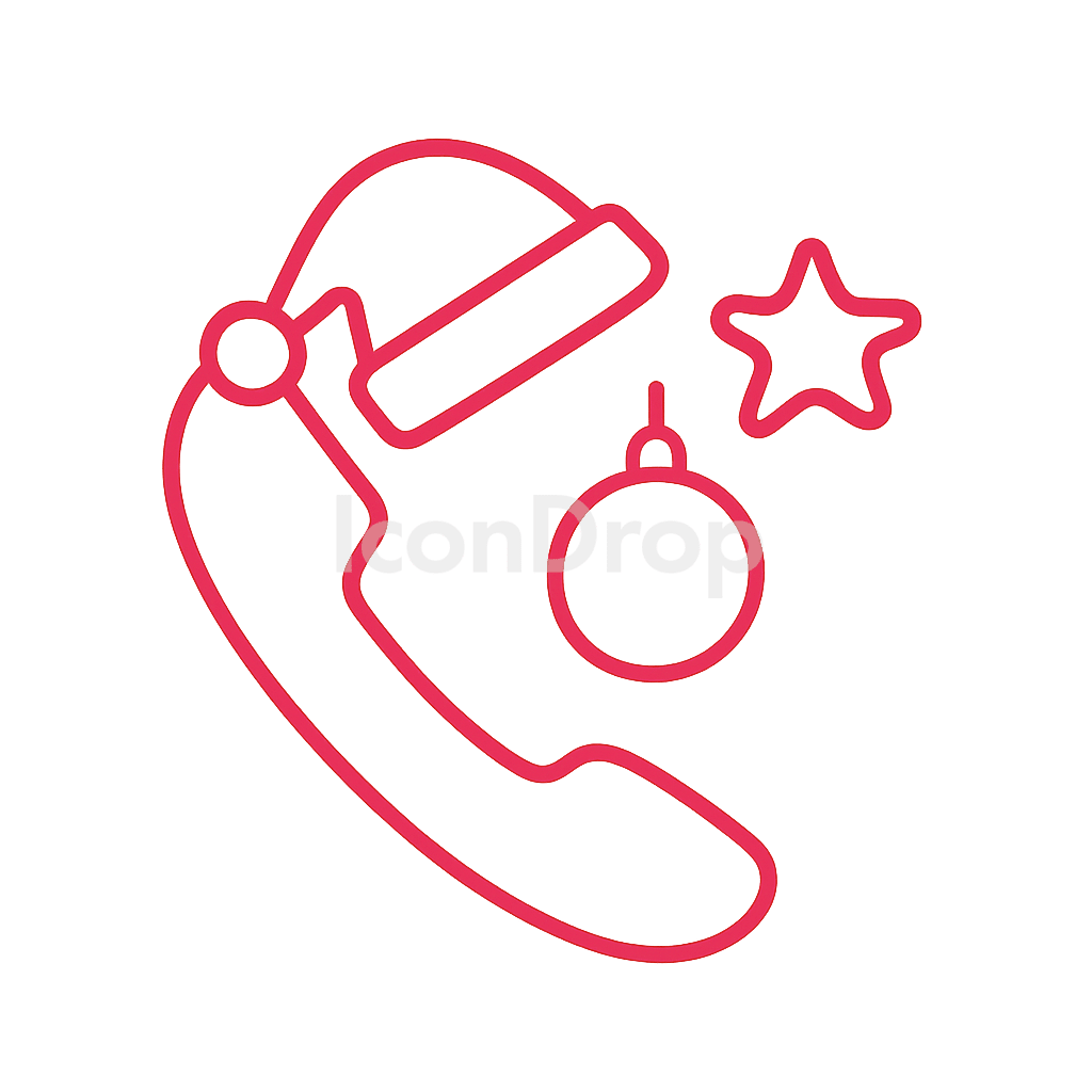 赤いクリスマス電話アイコン アウトライン