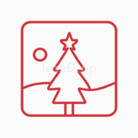 Red Christmas Photos Icon Outline