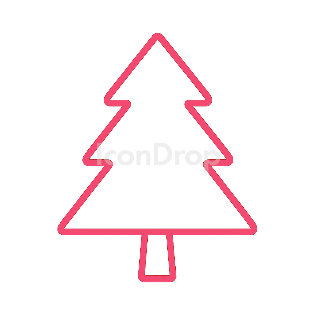 赤いクリスマスツリーのアイコン アウトライン