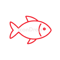 赤い魚のアイコン(アウトライン)