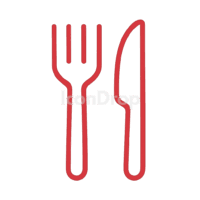 Red Fork And Knife Icon Outline