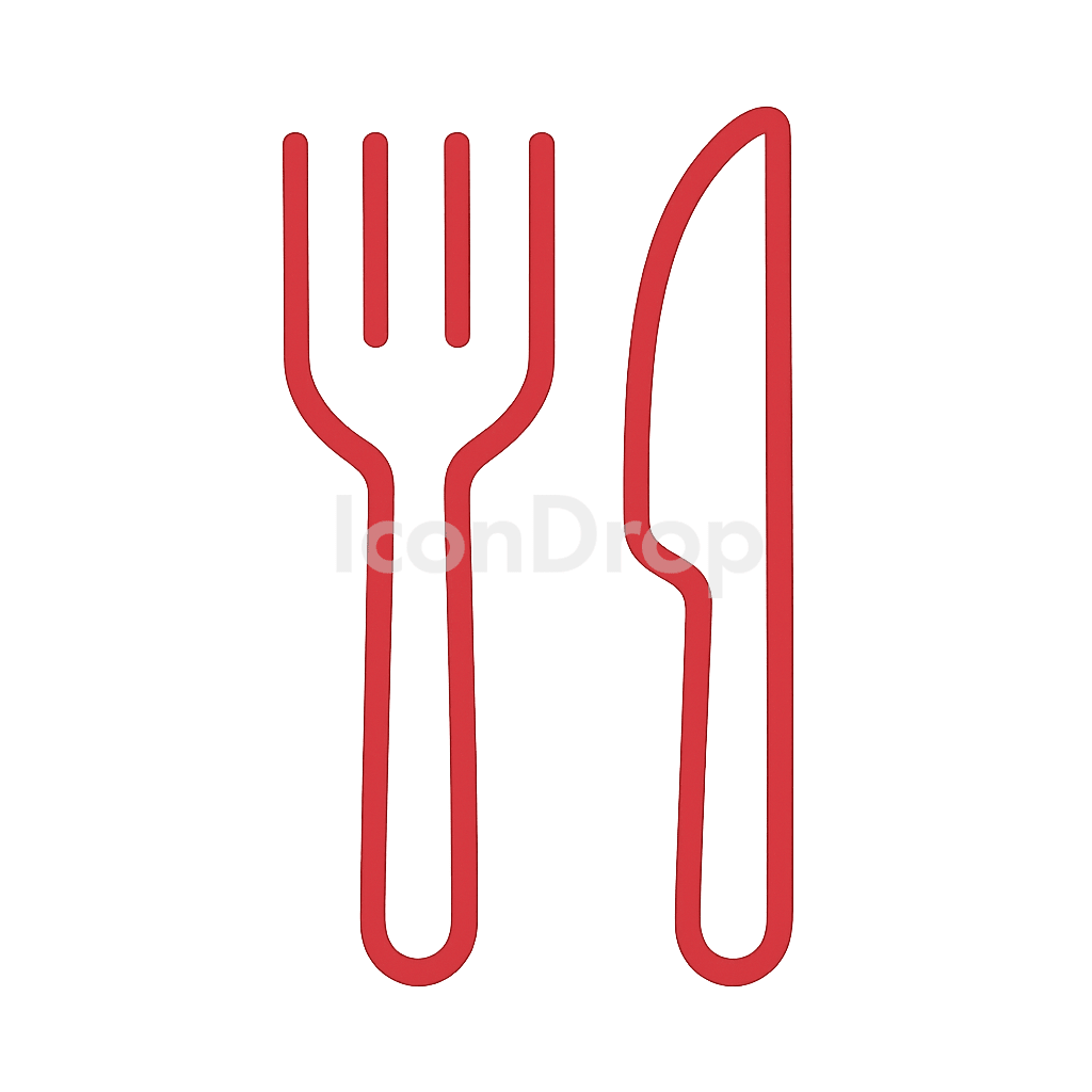 Red Fork And Knife Icon Outline
