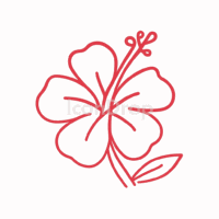 赤いハイビスカスのアイコン（アウトライン）