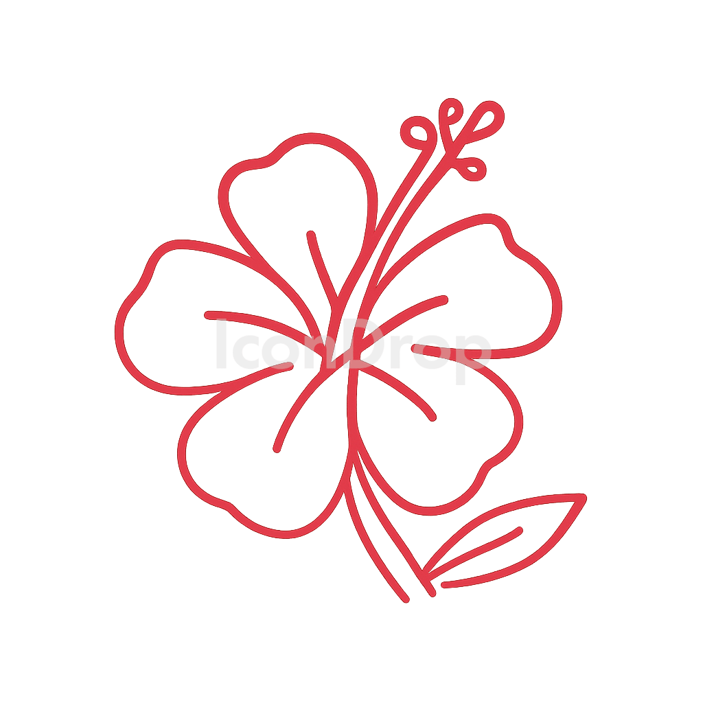 赤いハイビスカスのアイコン アウトライン
