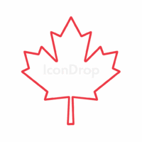 赤いカエデの葉のアイコン(アウトライン)
