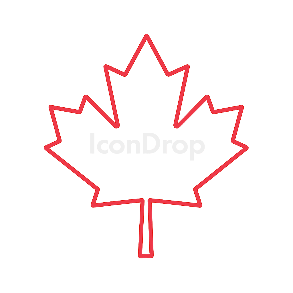赤いカエデの葉のアイコン アウトライン