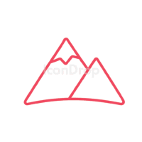 赤い山のアイコン(アウトライン)